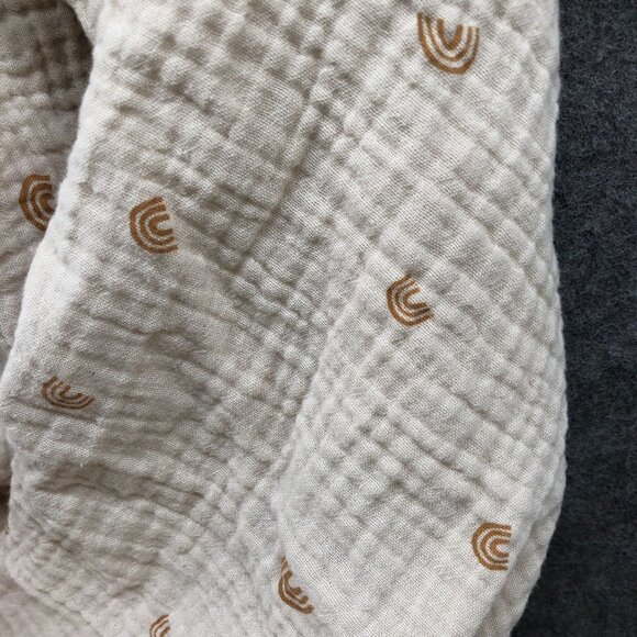 Mushie Baby Mini Crib Sheet Muslin Cotton Fitted Beige 28x52'' Rainbow Print - Picture 3 of 6